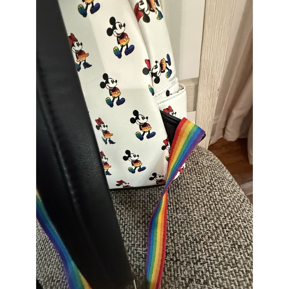 Disney Mickey Minnie Rainbow Pride Loungefly Backpack See Pics - Picture 10 of 12
